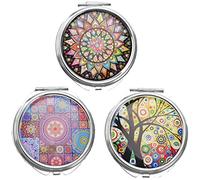 Lot de 3 boîtes à pilules rondes en métal - 3 compartiments - Avec miroir - Petit pour les déplacements - Pour médicaments - Pour une utilisation quotidienne et en voyage