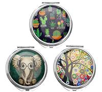 Lot de 3 boîtes à pilules rondes en métal avec miroir - Boîte à pilules de voyage - 3 compartiments - Petit pour les déplacements - Pour le quotidien et les voyages