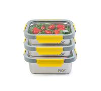 Lot de 3 boites alimentaires en inox - 2x 820ml + 1200ml - Compatible micro-ondes - MetalShock