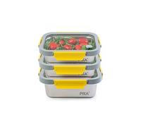 - Lot de 3 boites alimentaires en inox et couvercle en verre trempé - 2x 820ml + 1200ml - Compatible micro-ondes - MetalShock