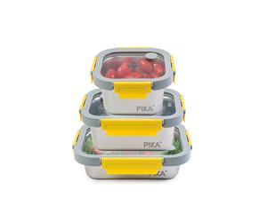 Lot de 3 boites alimentaires inox metalshock - 600ml + 800ml + 820ml - pika