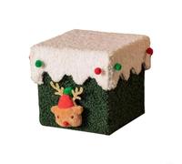 Lot de 3 boîtes cadeaux de Noël avec couvercles et rubans décoratifs, carton rigide robuste et construction en laine douce, emballage cadeau de vacances (boîte verte de blanc)