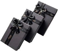 Lot De 3 Boîtes Cadeaux Rectangulaires Noires Scintillantes Avec Noeud Doré - Boîtes D'emballage Pour Fleurs, Cadeaux De Toutes Sortes, Pour Amoureux, Enfants, Personnes Âgées, Amis (Noir)