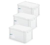 Lot de 3 boîtes d'archivage pour 7 classeurs A4, dos large, avec pince à papier en acier inoxydable, blanc