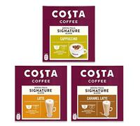 Lot de 3 boîtes de 16 capsules compatibles avec Dolce Gusto Costa - Latte, Caramel, Cappuccino - Total de 48 dosettes - 24 boissons