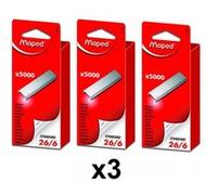 Lot de 3 boîtes de 5000 agrafes Standard 26/6 - Maped Gris G