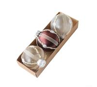Lot de 3 boîtes de boules de Noël à suspendre pour sapin - 8 cm - En plastique incassable - Décorations de vacances pour une utilisation sûre autour des animaux domestiques