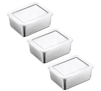 Lot de 3 boîtes de conservation alimentaire étanches à l'air, empilables et emboîtables avec couvercles, passent au micro-ondes, au congélateur et au lave-vaisselle