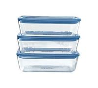 Pyrex Boîtes de conservation Zero Plastic Verre rectangulaires avec couvercle Lot de 3 - 0,8 L