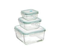 FIVE Simply Smart – Lot de 3 boîtes de conservation Clipeat 18 cm verre bleu