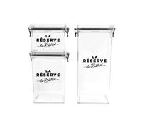 COOK CONCEPT, KB6807, Boîtes de Conservation empilables Transparentes avec couvercles hermétiques, idéales pour Aliments secs, Set de 3 Tailles, Noir Transparent