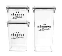 COOK CONCEPT, KB6807, Boîtes de Conservation empilables Transparentes avec couvercles hermétiques, idéales pour Aliments secs, Set de 3 Tailles, Noir Transparent