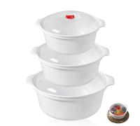 Lot de 3 boîtes de conservation micro-ondes avec couvercle, assiettes et bol micro-ondes, 3 l