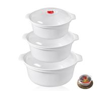 Lot de 3 boîtes de conservation pour micro-ondes avec couvercle, assiettes à micro-ondes avec couvercle, bol pour micro-ondes, 3 l, boîtes de conservation avec couvercle, utilisable comme boîte de