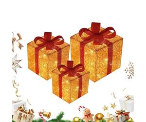 Lot de 3 boîtes de Noël éclairées - Décoration de table de Noël LED - Pour planificateur d'événements, architectes d'intérieur, bureau à domicile, appartement, salon, chambre à coucher, décoration de