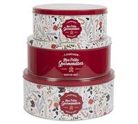 Lot de 3 boîtes de Noël en métal MES PETITES GOURMANDISES rouge