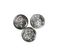 Lot de 3 boîtes de paillettes carrées à rayures argentées irisées pour décoration d'ongles