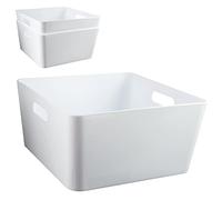 Lot de 3 boîtes de rangement - 15 cm de haut - Blanc - 30 x 30 cm - Panier de rangement - Étagère murale