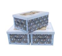 Lot de 3 boîtes de rangement avec couvercle - 51 x 37 cm - Ours en peluche - Boîte empilable en carton avec poignées - 45 l - Organisateur de rangement multi-usages - Caisse cadeau empilable
