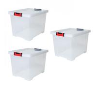 Lot de 3 boites de rangement Clipstock avec couvercle - 45L - naturel EDA PLASTIQUES