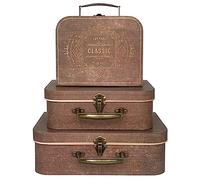 Lot de 3 boîtes de rangement décoratives avec couvercles - Valises vintage pour décoration de la maison, boîte à souvenirs, valises en carton, boîtes de rangement pour photos, chapeaux, boîtes cadeaux