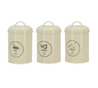 Lot de 3 boites de rangement en acier - Blanc cassé - D 12 x H 18 cm
