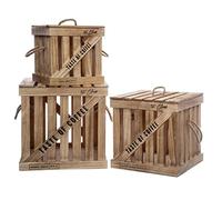 Set de 3 boîtes cagettes ""Colonial"" rotin - Atmosphera Créateur d'intérieur
