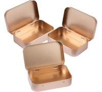 Lot de 3 boîtes de rangement en métal avec couvercle à charnière Or rose 9,7 x 6,1 x 2 cm