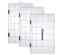 Lot de 3 boîtes de rangement en plastique transparent avec séparateurs réglables pour bijoux, perles, boucles d'oreilles, outils, hameçons, petits accessoires, 24 grilles