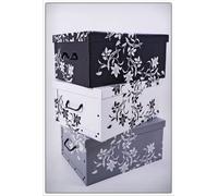 lot de 3 boîtes de rangement env. 51 x 37 cm - motif : fleurs - boîte empilable boîte cadeau