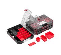 Lot de 3 boîtes de rangement modulées pour petites pièces - 284 x 390 x 60 mm - Boîte de rangement avec couvercle transparent - Boîte de rangement avec compartiments amovibles