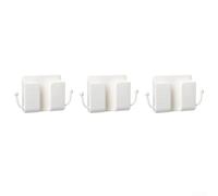 Lot de 3 boîtes de rangement murales pour chargement de téléphone et rangement de petits articles, design en pâte arrière, ABS, adaptées à plusieurs surfaces de pièce (blanc)