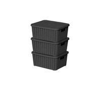 Lot de 3 boites de rangement noires Store Box (L 28,5 x l 19,2 x H 12,5 cm) Sotufab Plast