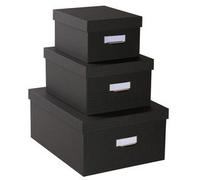 Lot de 3 boîtes de rangement OfficeByMe - Noir