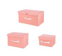 Lot de 3 boîtes de rangement pliables en tissu avec couvercle, petite/moyenne/grande pour armoire, étagères, paniers de rangement pour jouets, vêtements, livres