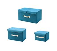 Lot de 3 boîtes de rangement pliables en tissu avec couvercle, petite/moyenne/grande pour armoire, étagères, paniers de rangement pour jouets, vêtements, livres