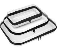 Lot de 3 boîtes de rangement rigides transparentes à fermeture éclair en plastique transparent pour cosmétiques, petits articles, blocs de construction, puzzles, papeterie, 3 tailles