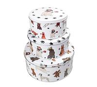 Lot de 3 boîtes de rangement rondes hermétiques pour gâteaux,Grandes et moyennes,Petites boîtes de boulangerie,Pour biscuits, bonbons, aliments,Couvercles pour cuisine,Motif chiens romantiques