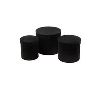 Lot de 3 Boîtes de Rangement Rondes "Vaughn" 27cm Noir