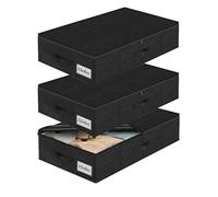Lot de 3 boîtes de rangement sous le lit avec couvercle, organiseur de vêtements pliable sous le lit sous le canapé et le berceau, avec tissu ultra épais et fond/côtés robustes, boîte de rangement