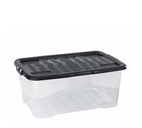 Lot de 3 boîtes de rangement Strata Curve avec couvercle noir, 42 l, 60 x 40 x 25 cm, transparent