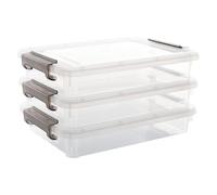 Lot de 3 boîtes de rangement transparentes empilables A4 B5 pour la maison, le bureau, l'école, le dortoir, les articles de papeterie, les papiers passeports, les lettres, accès facile, S, Siehe