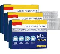 Lot de 3 boîtes de tablettes de nettoyage multifonctionnelles bio-enzymes pour enlever la rouille en mousse, poudre de nettoyage multi-usages, tablettes de nettoyage pour bouteilles d'eau, nettoyant