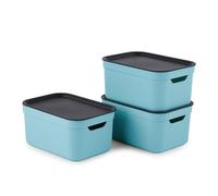 Lot de 3 boîtes décoratives avec couvercle A5 JIVE, couleur : turquoise