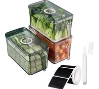 lot de 3 boîtes d'organisation transparentes pour réfrigérateur avec couvercle hermétique 2+1 gratuites + étiquettes avec marqueur - F3RESHDISHLAB