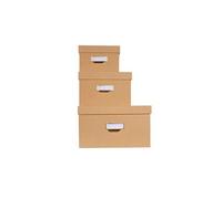 Lot de 3 boîtes en carton déco Office by Me - Beige