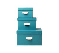 Lot de 3 boîtes en carton déco Office by Me - Bleu