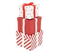 Lot de 3 Boîtes Forme Paquet Cadeau Rouge et Blanc - Feeric Christmas