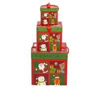 Lot de 3 boîtes gigognes de Noël - Boîtes cadeaux empilables avec couvercles, Père Noël, bonhomme de neige, El-k, charmante touche festive | Boîtes cadeaux empilables avec couvercles, décoration de