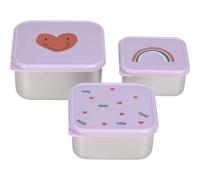 LÄSSIG Snackbox enfants Set 3 en acier inoxydable boîte à pain/Snackbox Stainless Steel Happy Rascals Heart
